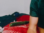 Preview 1 of Massive Cucumber + Tennis Ball and more in my ass !! ANAL INSANITY PT.1