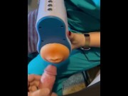 Preview 2 of Sperm bank nurse in New York City uses a machine to get my sample! Real nurse is bored!