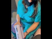 Preview 3 of Sperm bank nurse in New York City uses a machine to get my sample! Real nurse is bored!