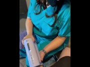Preview 5 of Sperm bank nurse in New York City uses a machine to get my sample! Real nurse is bored!