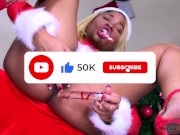 Preview 3 of Ebony slut fucks her asshole with Candycane Anal Ass Fuck Big Booty