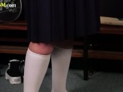Preview 4 of CFNM locker room HJ by college slut and her teachers