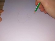 Preview 2 of Hentai ahegao, drawing with a simple pencil