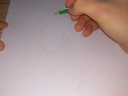 Preview 3 of Hentai ahegao, drawing with a simple pencil