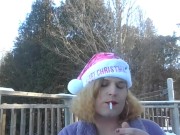 Preview 6 of Courtney Sunshine Smoking fetish shemale for Christmas