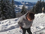 Preview 5 of Snow bunny PISS DESPERATION Austrian Mountain View