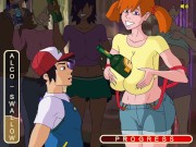 Preview 4 of Ash fucked his girlfriend at a party while the guests were outside the door - Hentai Porn game