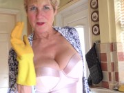 Preview 2 of Aunt Judy's XXX - 58yo Busty Mature Housewife Mrs. Molly Jacks Sucks Your Cock in the Kitchen (POV)