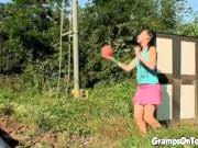 Preview 3 of Teen fucked outdoors as traffic passes by