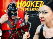 Preview 1 of Hooked on Bellatrix - rubber gimp with anal hook suspension in dungeon (teaser)