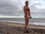 Preview 6 of Naturist Naked in Nature. Winter walk on the beach.