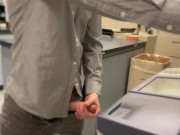 Preview 2 of My bosses wife CATCHES me jerking off in the copy room then sucks my cock