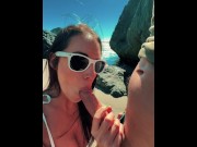 Preview 5 of Sexy BABE empties big @$$ Dick on her Face at public beach