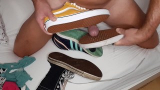 Sneakerjoy, cumming on the yellow Vans