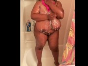 Preview 2 of BIG NATURAL BLACK TITS SHOWER