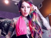 Preview 5 of Sissy Brainwash AMSR Whisper Latex Femdom Rainbow hair Tattooed Mistress Suicide girl Slave Dominati