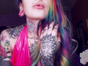 Preview 6 of Sissy Brainwash AMSR Whisper Latex Femdom Rainbow hair Tattooed Mistress Suicide girl Slave Dominati
