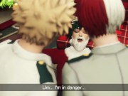 Preview 1 of Hero's Christmas Threesome with Santa - Bakugo x Midoriya x Todoroki 3D Animation Parody