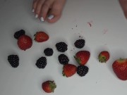 Preview 4 of Latina wife Steps on black berries while husband watches.