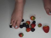 Preview 5 of Latina wife Steps on black berries while husband watches.