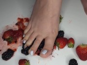 Preview 6 of Latina wife Steps on black berries while husband watches.