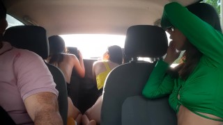 The uber driver gets horny when he sees my friends without clothes masturbating