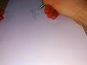 Preview 2 of Drawing a naked Amazon girl with a pencil
