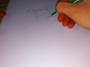 Preview 5 of Drawing a naked Amazon girl with a pencil