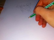 Preview 6 of Drawing a naked Amazon girl with a pencil