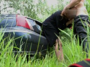 Preview 1 of Hot wife let her boss fuck her in the ass by driving into the woods!