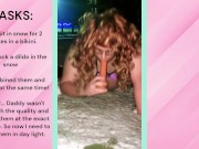 Preview 4 of TASK: Sissy Sucking A Dildo in the SNOW!