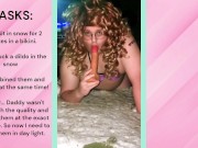 Preview 5 of TASK: Sissy Sucking A Dildo in the SNOW!