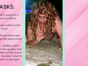 Preview 6 of TASK: Sissy Sucking A Dildo in the SNOW!