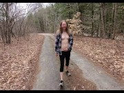 Preview 5 of Cute country girl walking down country road flashing her tits and pussy