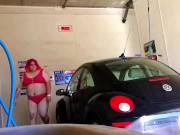Preview 2 of Dare: Sissy Washing a Car in a BIKINI in PUBLIC