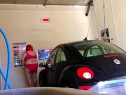 Preview 3 of Dare: Sissy Washing a Car in a BIKINI in PUBLIC