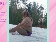 Preview 1 of Dare: Tranny sucking a DILDO in the SNOW in the Daytime!