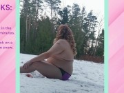Preview 2 of Dare: Tranny sucking a DILDO in the SNOW in the Daytime!