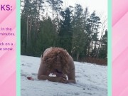 Preview 5 of Dare: Tranny sucking a DILDO in the SNOW in the Daytime!