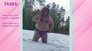 Dare: Tranny sucking a DILDO in the SNOW in the Daytime!