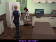 Preview 1 of The sims 4, Man is cheating with maid next to his wife