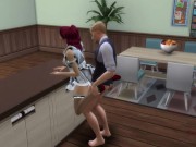 Preview 6 of The sims 4, Man is cheating with maid next to his wife