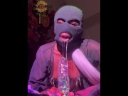Preview 4 of wet pussy slut with ski mask robs nut out of dick