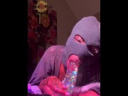 Preview 5 of wet pussy slut with ski mask robs nut out of dick