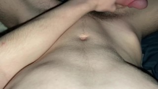 Handsome Uk teen play with his massive cock after workout.