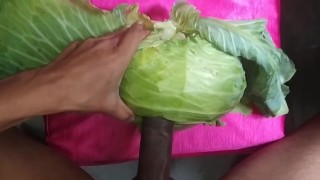 Playing With Cabbage With My Horny Big Black Cock And Balls For Dirty Desire part-1