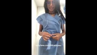 petite brunette latina strips off hospital gown to show off her sexy naked body
