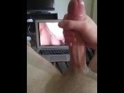 Preview 5 of HUGE CUMSHOT FROM AN UNCUT COCK WATCHING PORN