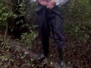 Preview 2 of Woodland wank on a rainy afternoon. Big cock masturbated to cumshot outdoors- dogging public wanking