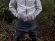 Preview 4 of Woodland wank on a rainy afternoon. Big cock masturbated to cumshot outdoors- dogging public wanking